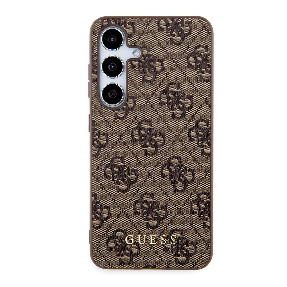 Custodia per Samsung Galaxy S24 S921, Guess, 4G Metal Gold Logo, Marrone