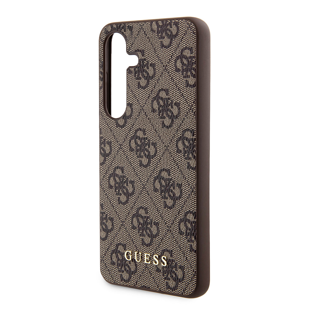 Custodia per Samsung Galaxy S24 S921, Guess, 4G Metal Gold Logo, Marrone