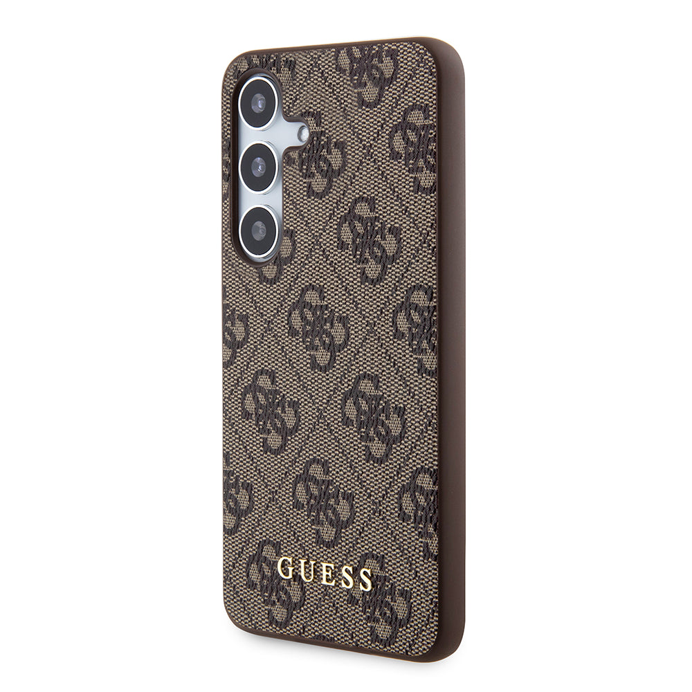 Custodia per Samsung Galaxy S24 S921, Guess, 4G Metal Gold Logo, Marrone