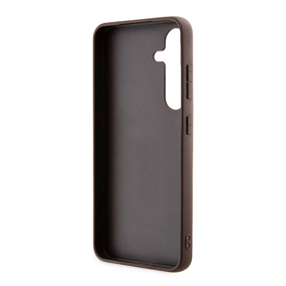 Custodia per Samsung Galaxy S24 S921, Guess, 4G Metal Gold Logo, Marrone