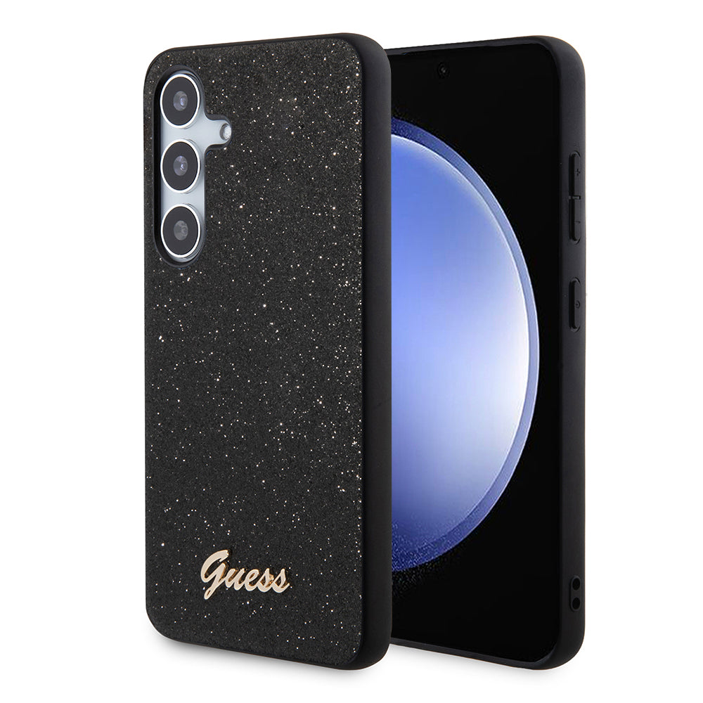 Custodia per Samsung Galaxy S24 S921, Guess, Glitter Script, Nera