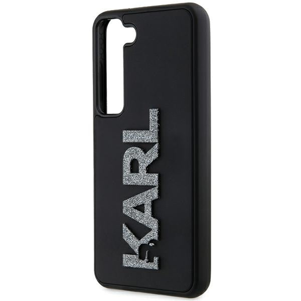 Custodia per Samsung Galaxy S24 S921, Karl Lagerfeld, Logo Glitter in Gomma 3D, Nera
