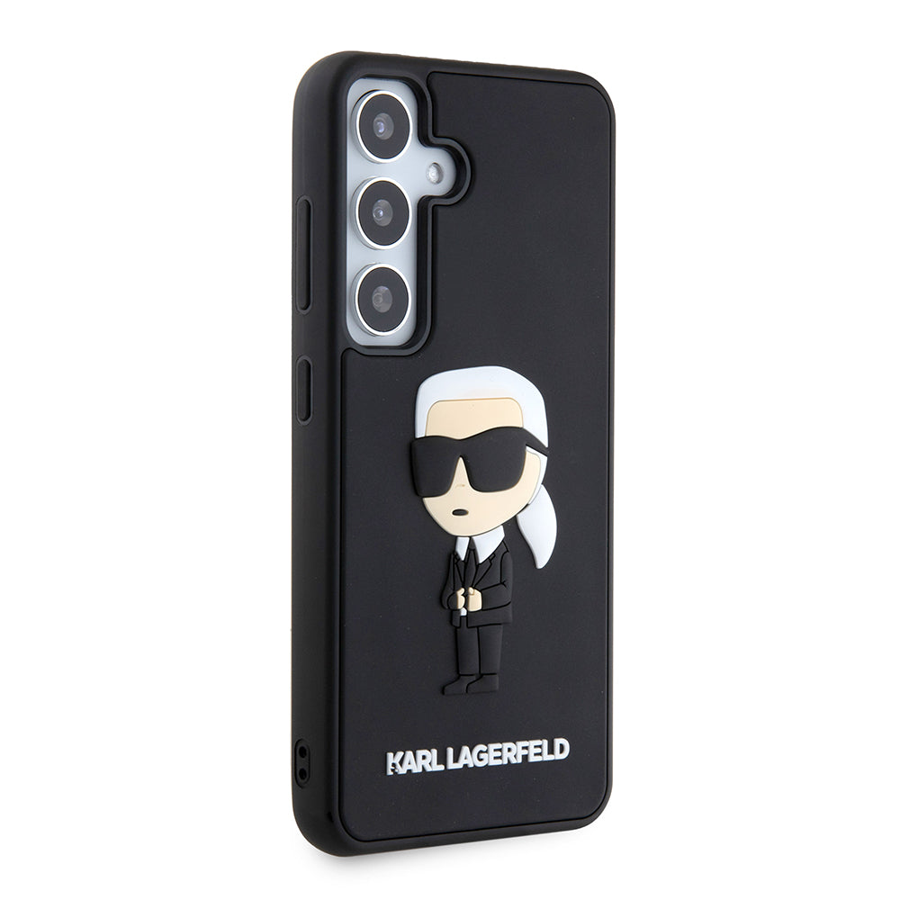 Custodia per Samsung Galaxy S24 S921, Karl Lagerfeld, 3D Rubber Ikonik Karl, Nera