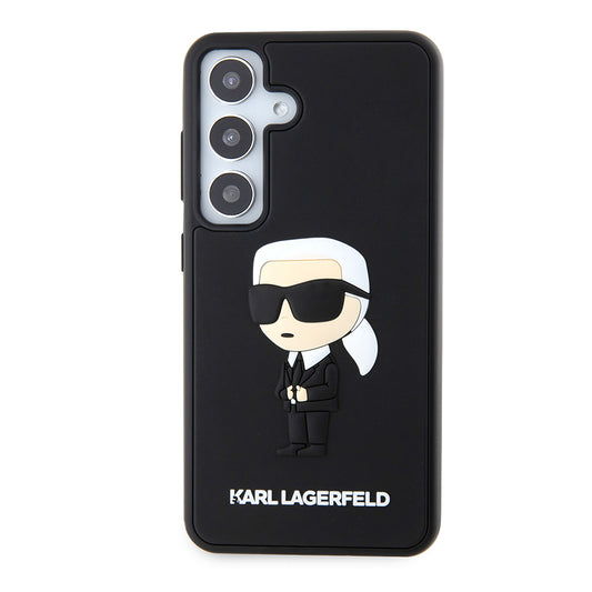 Custodia per Samsung Galaxy S24 S921, Karl Lagerfeld, 3D Rubber Ikonik Karl, Nera
