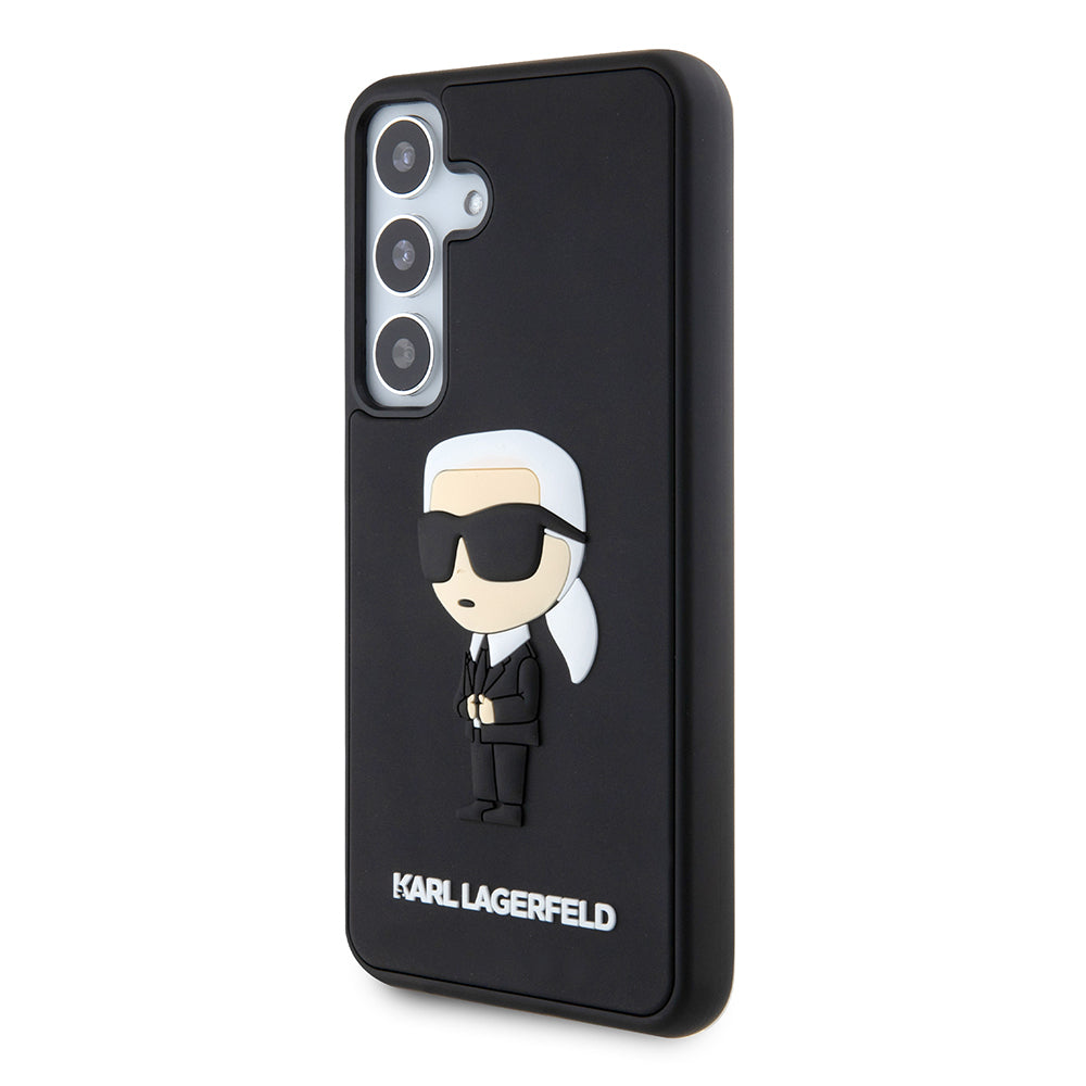 Custodia per Samsung Galaxy S24 S921, Karl Lagerfeld, 3D Rubber Ikonik Karl, Nera