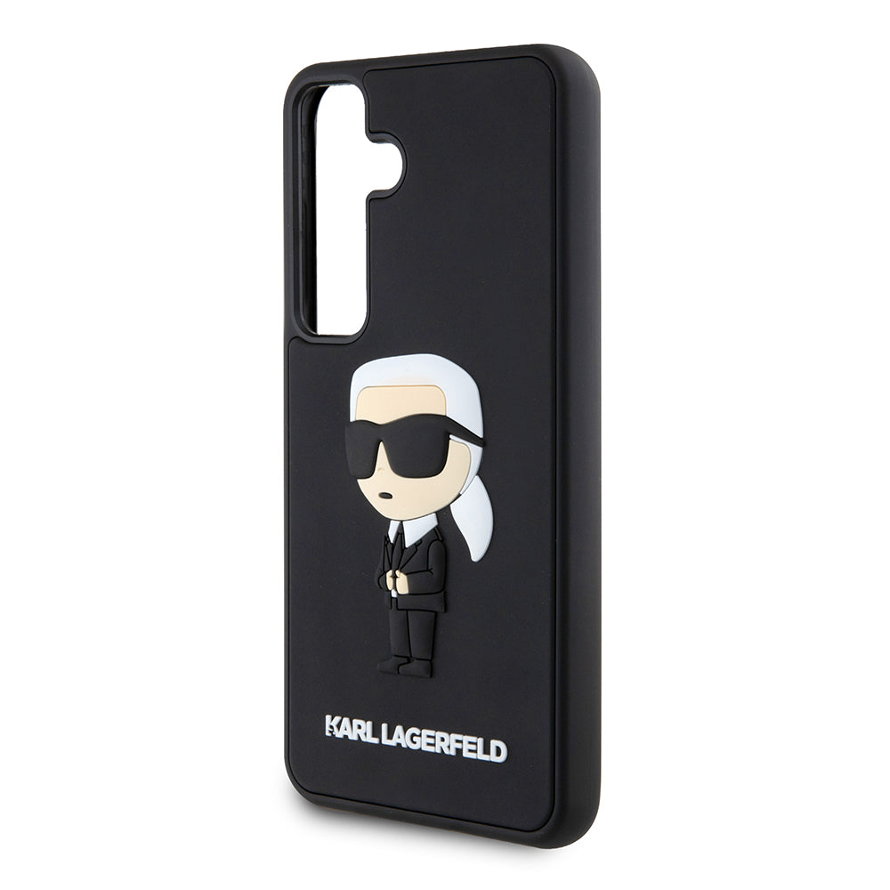 Custodia per Samsung Galaxy S24 S921, Karl Lagerfeld, 3D Rubber Ikonik Karl, Nera