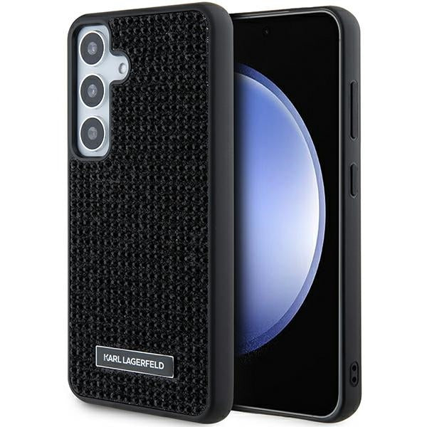 Custodia per Samsung Galaxy S24 S921, Karl Lagerfeld, Rhinestone Metal Plate, Nera