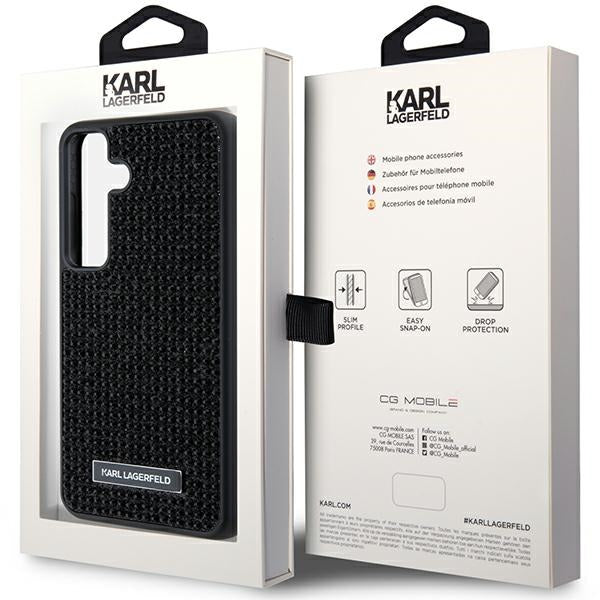 Custodia per Samsung Galaxy S24 S921, Karl Lagerfeld, Rhinestone Metal Plate, Nera