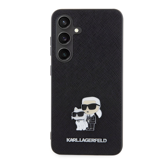 Custodia per Samsung Galaxy S24 S921, Karl Lagerfeld, Saffiano Karl & Choupette Metal, Nera