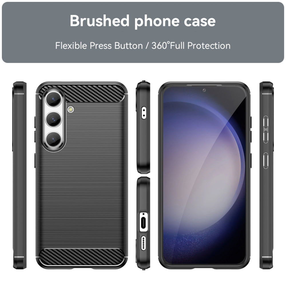 Custodia per Samsung Galaxy S24 S921, Techsuit, Carbonio, Nera