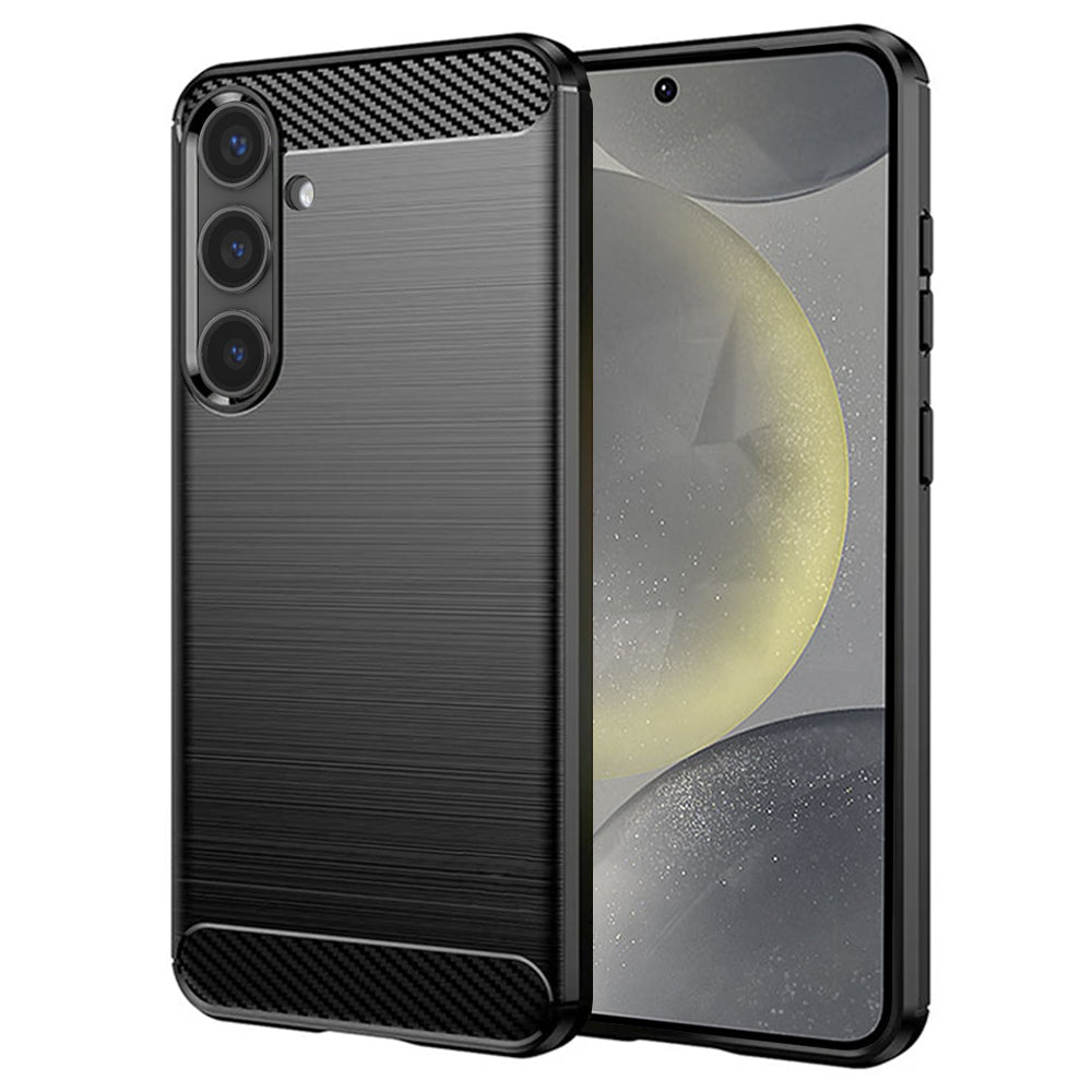 Custodia per Samsung Galaxy S24 S921, Techsuit, Carbonio, Nera