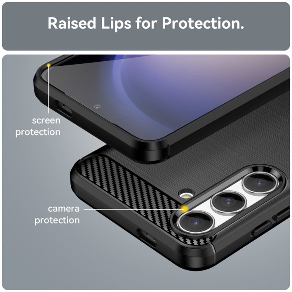 Custodia per Samsung Galaxy S24 S921, Techsuit, Carbonio, Nera