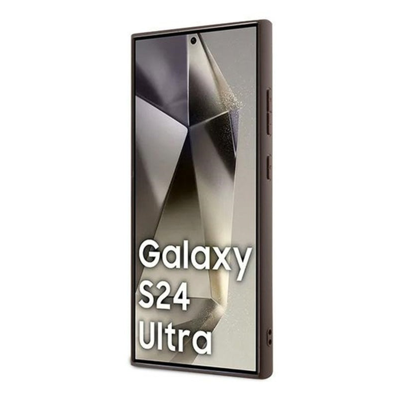 Custodia per Samsung Galaxy S24 Ultra S928, Guess, 4G Metal Gold Logo, Marrone