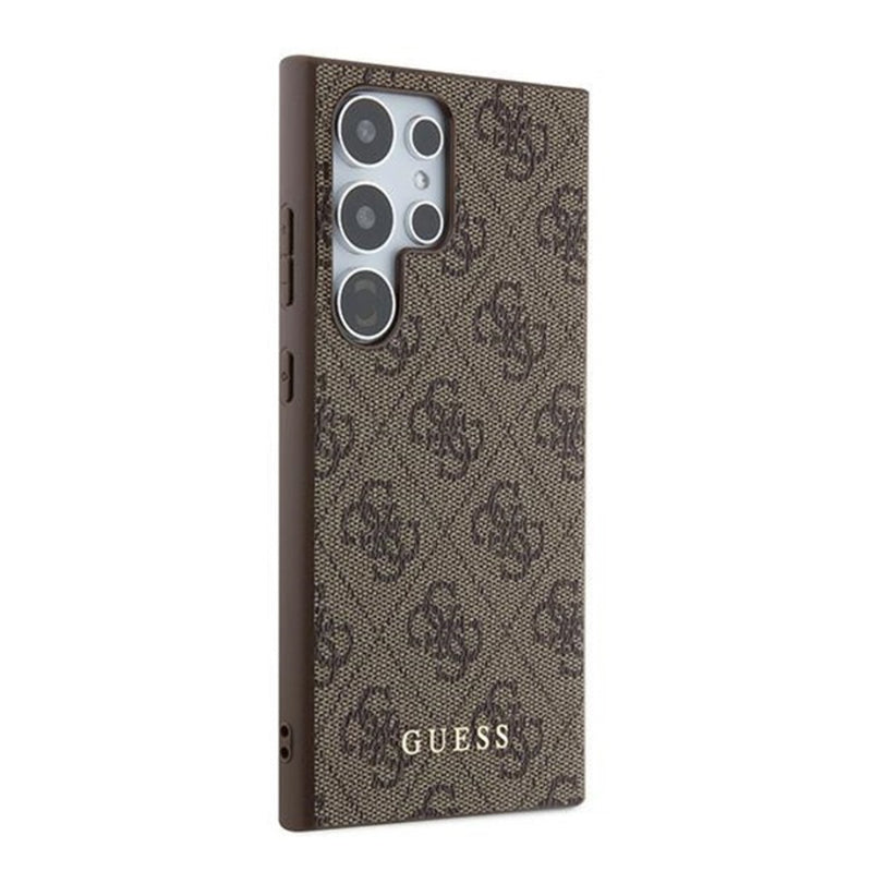 Custodia per Samsung Galaxy S24 Ultra S928, Guess, 4G Metal Gold Logo, Marrone