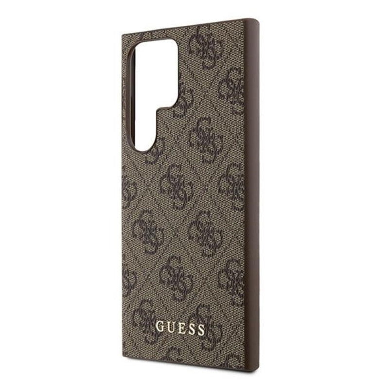 Custodia per Samsung Galaxy S24 Ultra S928, Guess, 4G Metal Gold Logo, Marrone