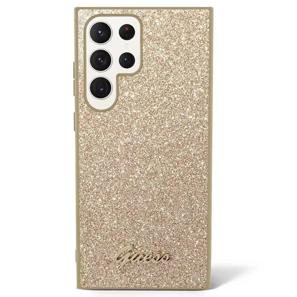 Custodia per Samsung Galaxy S24 Ultra S928, Guess, Glitter Script, Dorata