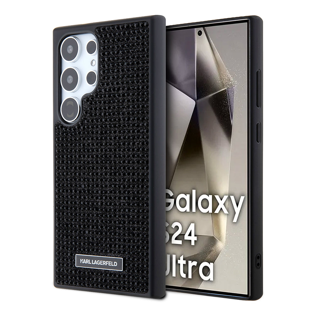 Custodia per Samsung Galaxy S24 Ultra S928, Karl Lagerfeld, Rhinestone Metal Plate, Nera