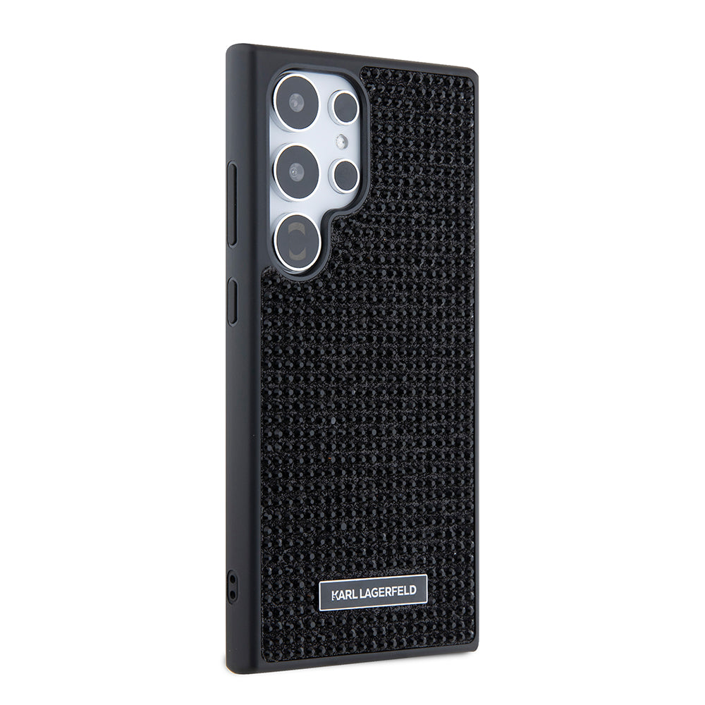 Custodia per Samsung Galaxy S24 Ultra S928, Karl Lagerfeld, Rhinestone Metal Plate, Nera