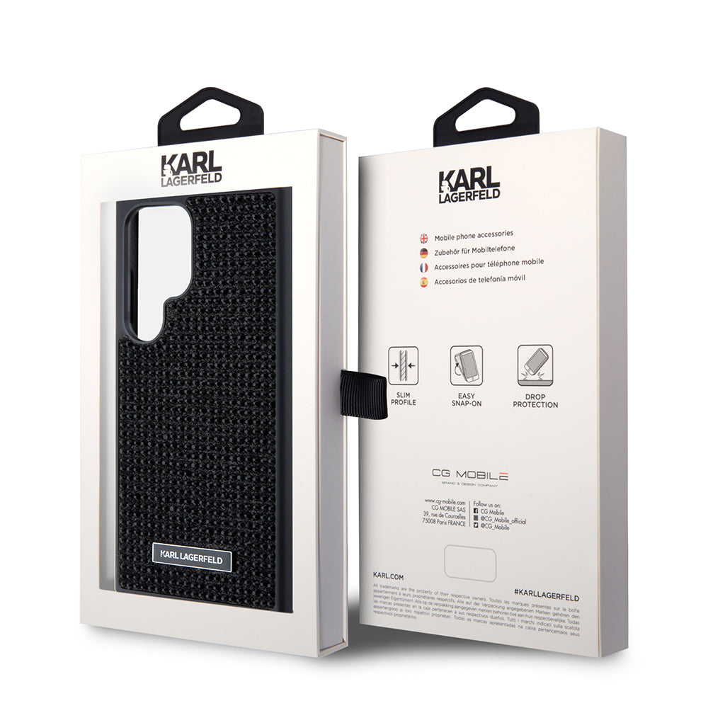 Custodia per Samsung Galaxy S24 Ultra S928, Karl Lagerfeld, Rhinestone Metal Plate, Nera