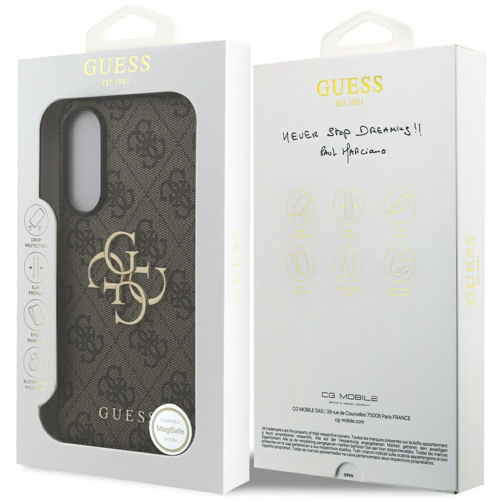 Custodia per Samsung Galaxy S25 Edge S937, Guess, Big 4G Logo Classic, Marrone