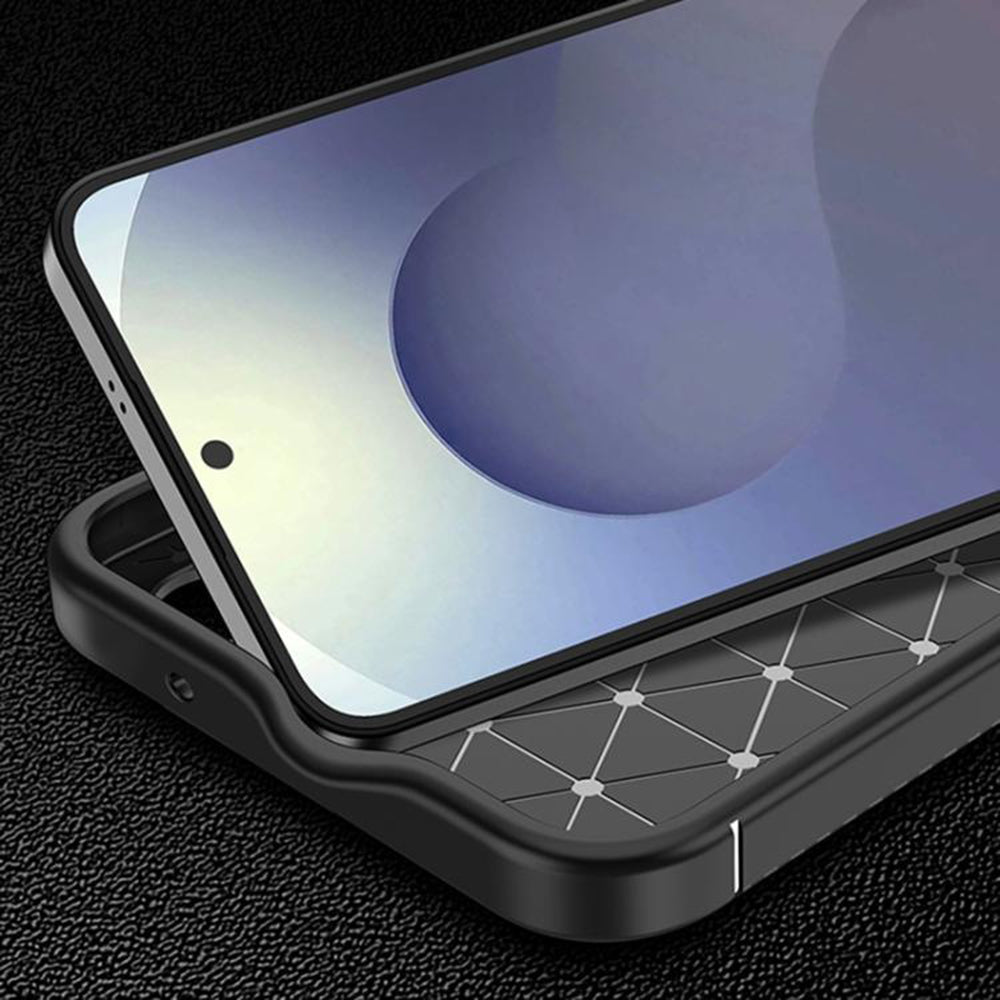 Custodia per Samsung Galaxy S25 FE, Techsuit, CarbonFiber, Nera