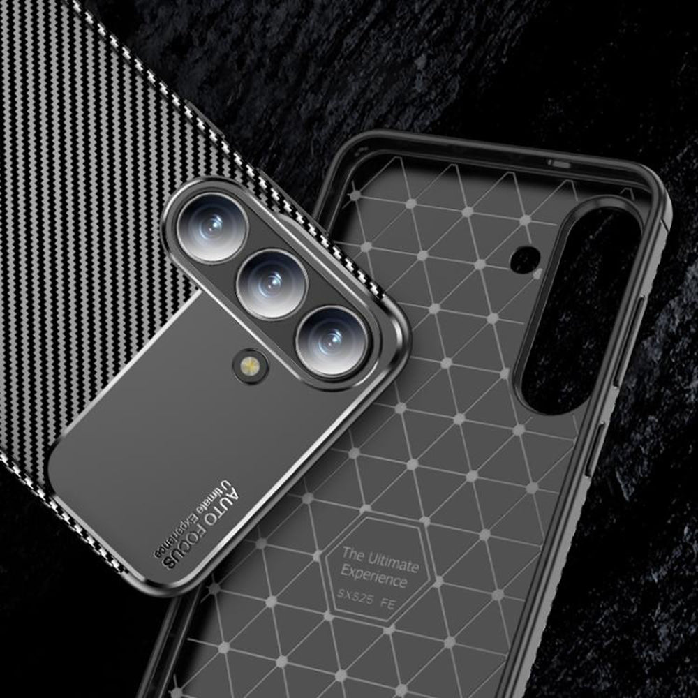 Custodia per Samsung Galaxy S25 FE, Techsuit, CarbonFiber, Nera