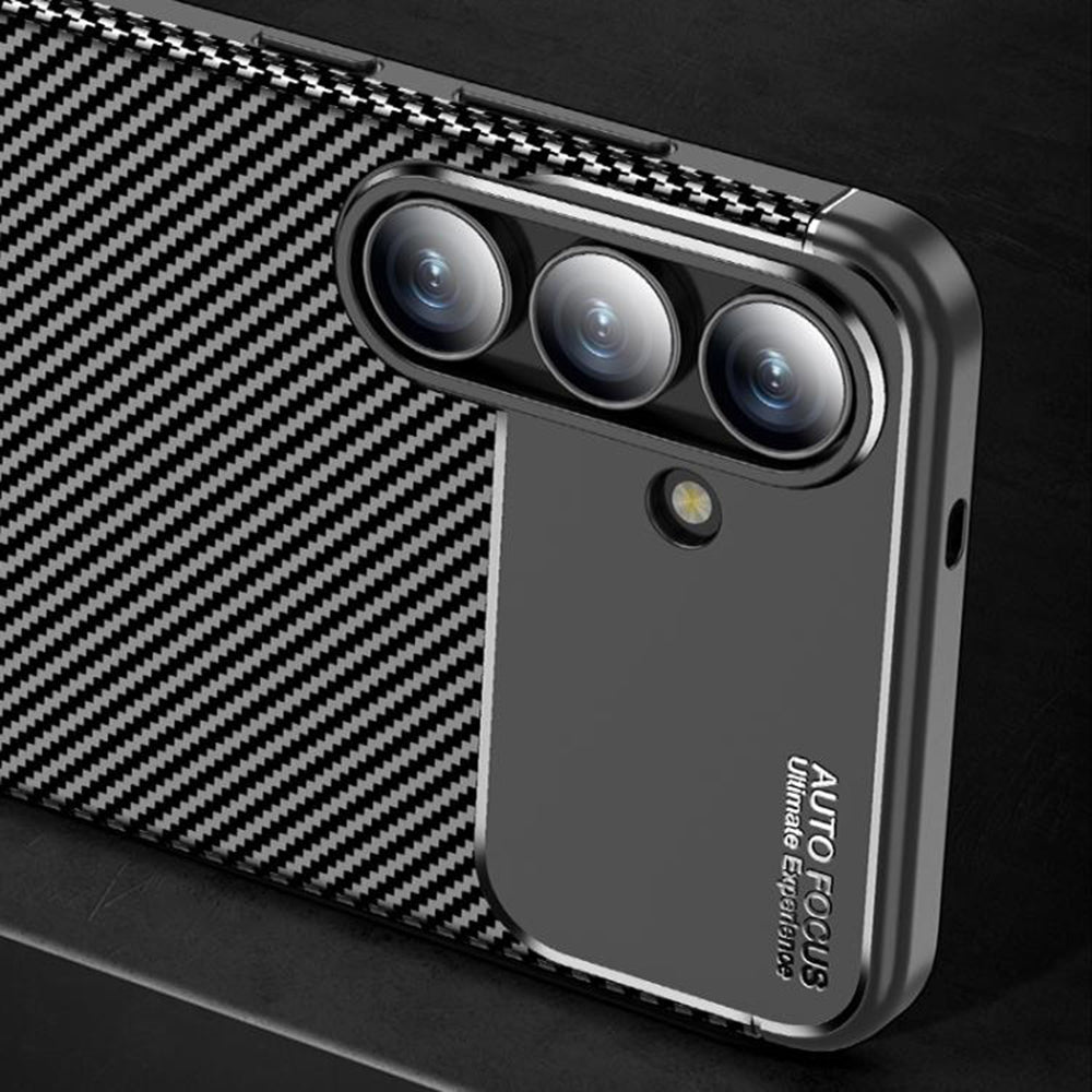 Custodia per Samsung Galaxy S25 FE, Techsuit, CarbonFiber, Nera