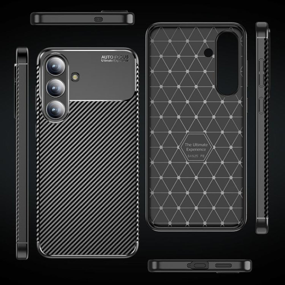 Custodia per Samsung Galaxy S25 FE, Techsuit, CarbonFiber, Nera