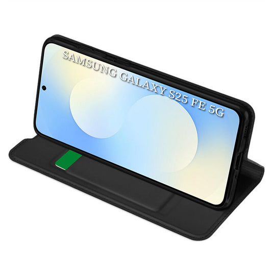 Custodia per Samsung Galaxy S25 FE, Techsuit, Magskin Book, Nera
