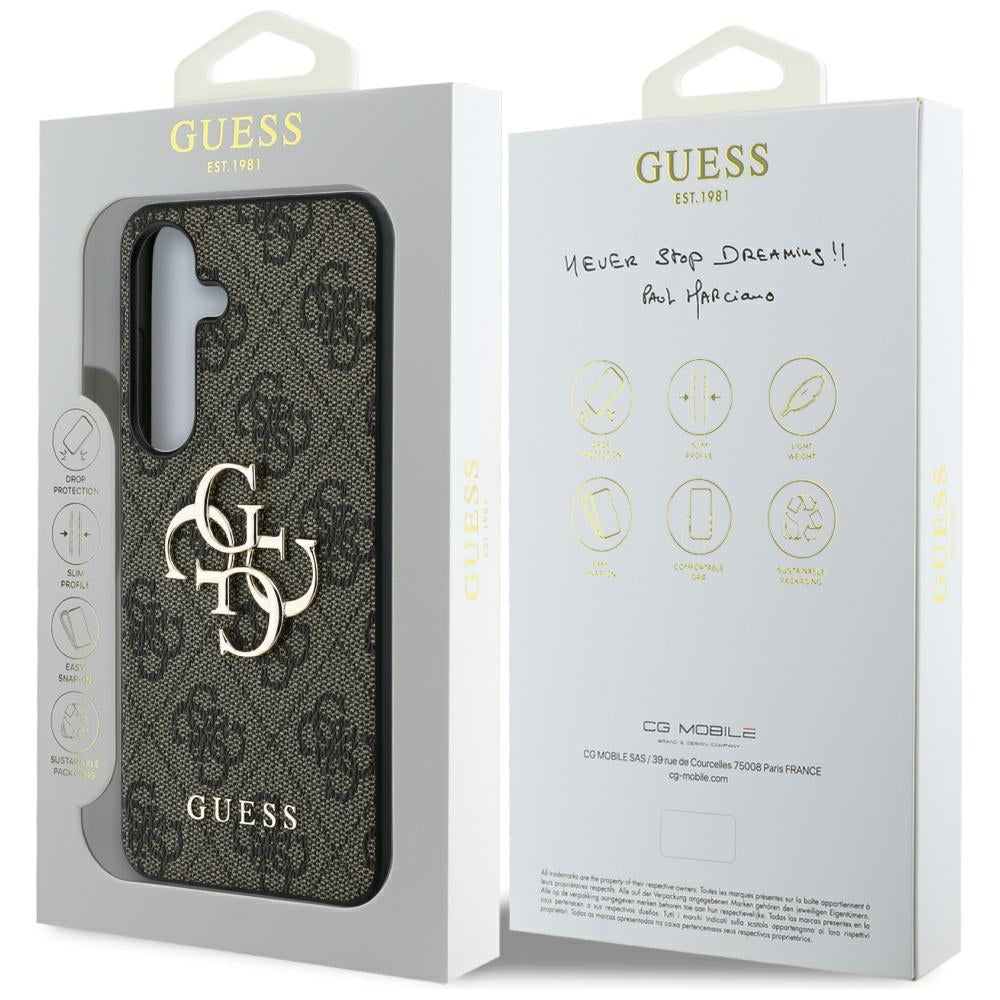 Custodia per Samsung Galaxy S25+ S936, Guess, 4G Big Logo, Marrone