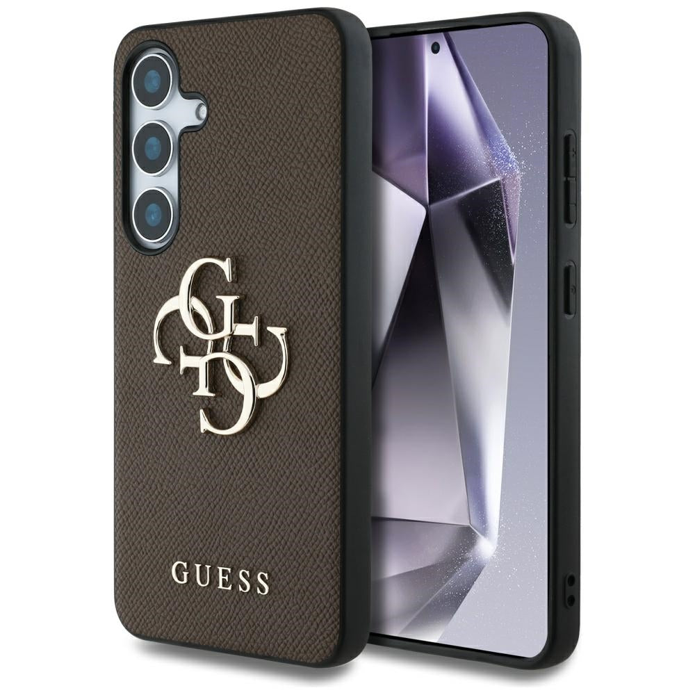 Custodia per Samsung Galaxy S25+ S936, Guess, 4G Grained Big and Classic Logo, Marrone