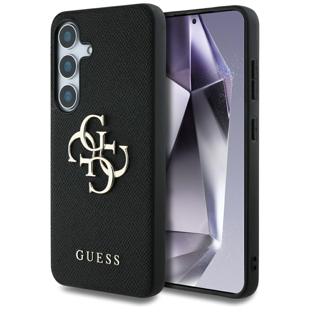 Custodia per Samsung Galaxy S25+ S936, Guess, 4G Grained Big and Classic Logo, Nera