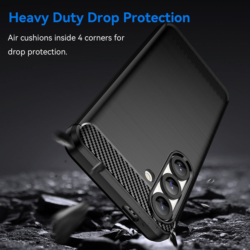 Custodia per Samsung Galaxy S25+ S936, Techsuit, Carbonio, Nera