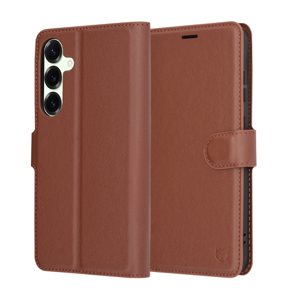 Custodia per Samsung Galaxy S25+ S936, Techsuit, Leather Folio, Marrone