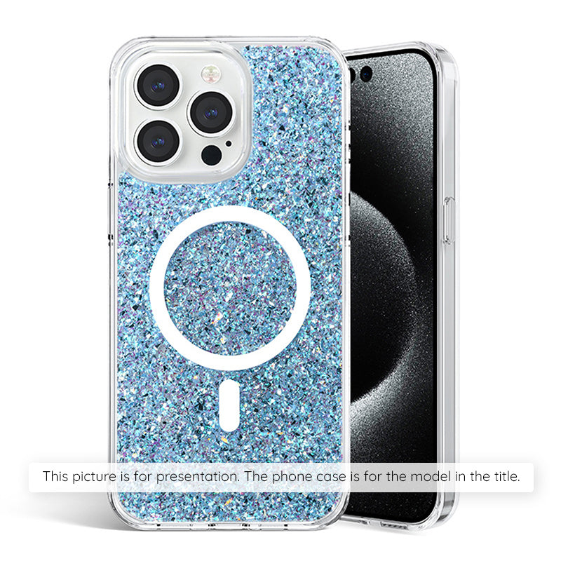 Custodia per Samsung Galaxy S25+ S936, Techsuit, Sparkly Glitter, Blu