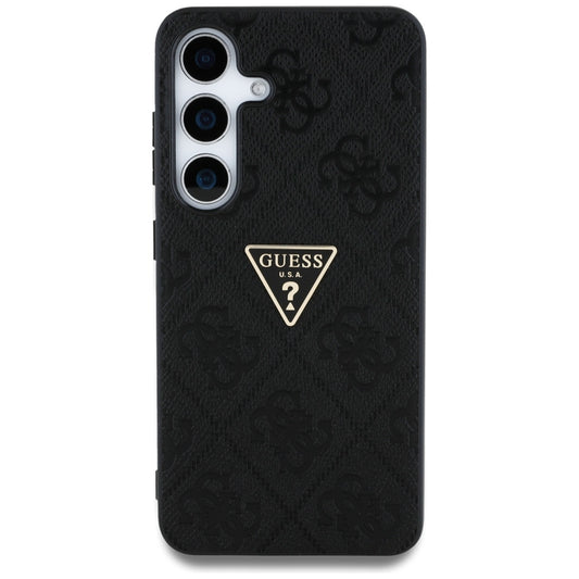 Custodia per Samsung Galaxy S25 S931, Guess, Grained Hot Stamp 4G Triangle, Nera