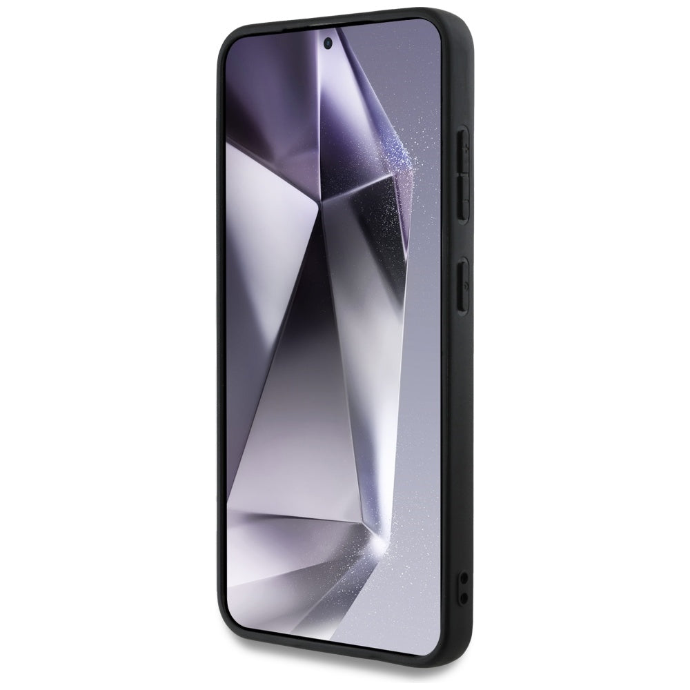 Custodia per Samsung Galaxy S25 S931, Guess, Grained Hot Stamp 4G Triangle, Nera