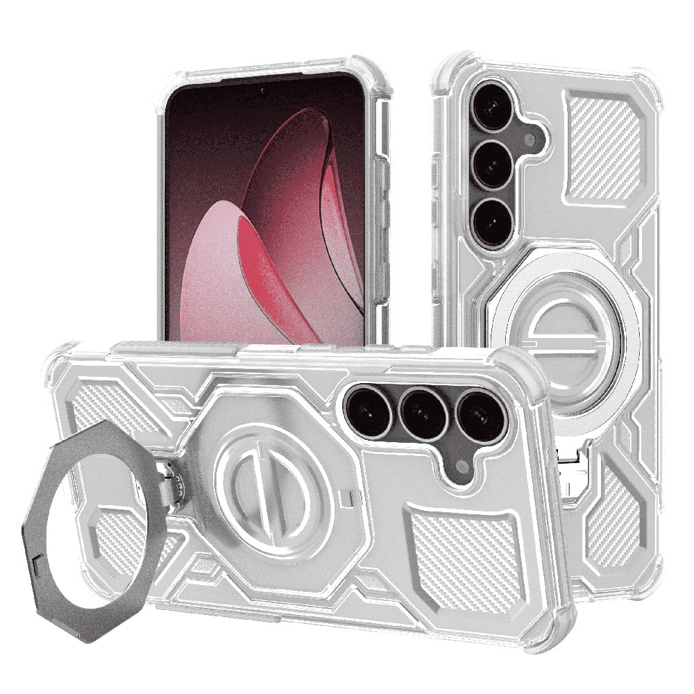 Custodia per Samsung Galaxy S25 S931, Techsuit, Carbon Shield Pro, Bianca
