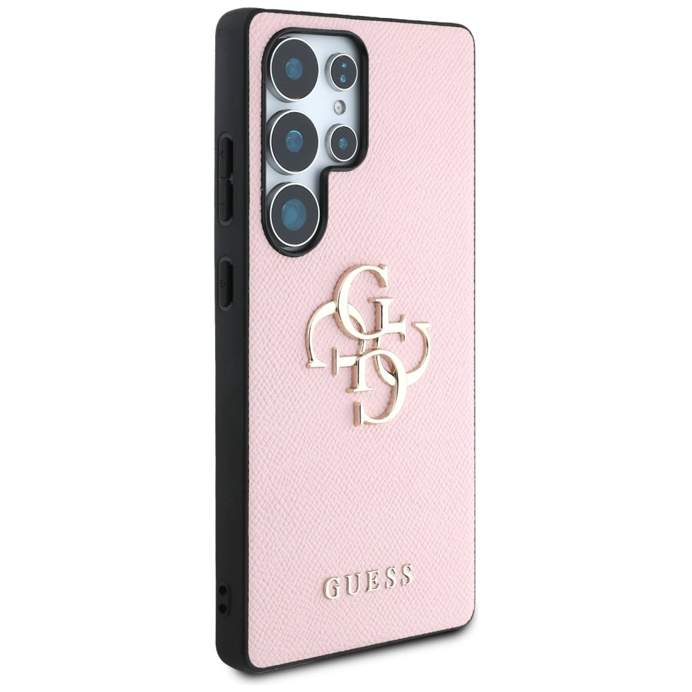 Case for Samsung Galaxy S25 Ultra S938, Guess, 4G Grained Big and Classic Logo, Pink