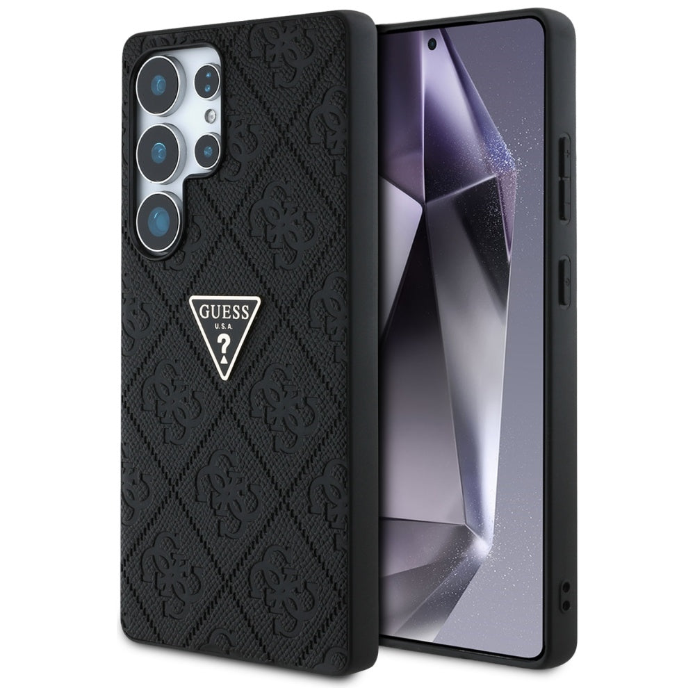 Custodia per Samsung Galaxy S25 Ultra S938, Guess, Grained Hot Stamp 4G Triangle, Nera