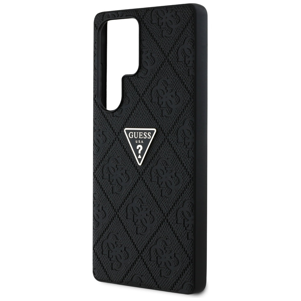 Custodia per Samsung Galaxy S25 Ultra S938, Guess, Grained Hot Stamp 4G Triangle, Nera