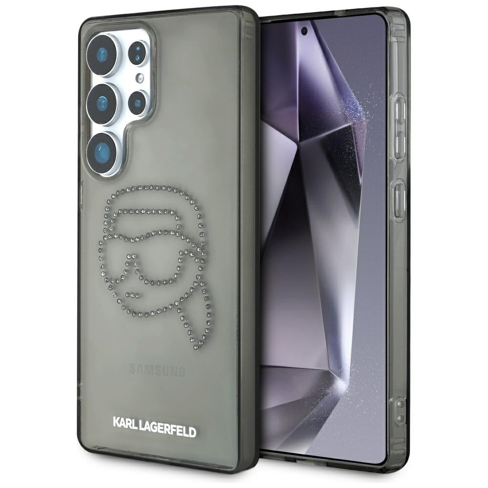 Custodia per Samsung Galaxy S25 Ultra S938, Karl Lagerfeld, IML Rhinestones Karl's Head, Nera