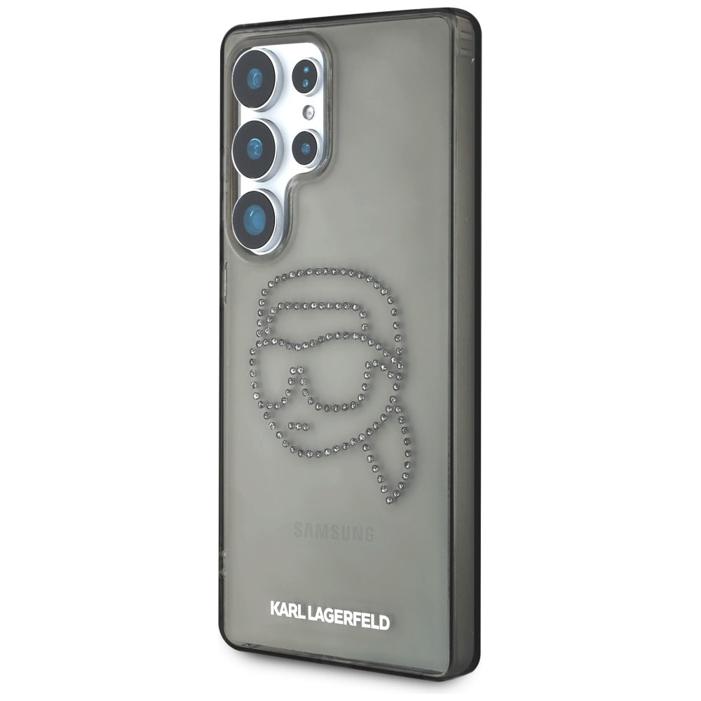 Custodia per Samsung Galaxy S25 Ultra S938, Karl Lagerfeld, IML Rhinestones Karl's Head, Nera