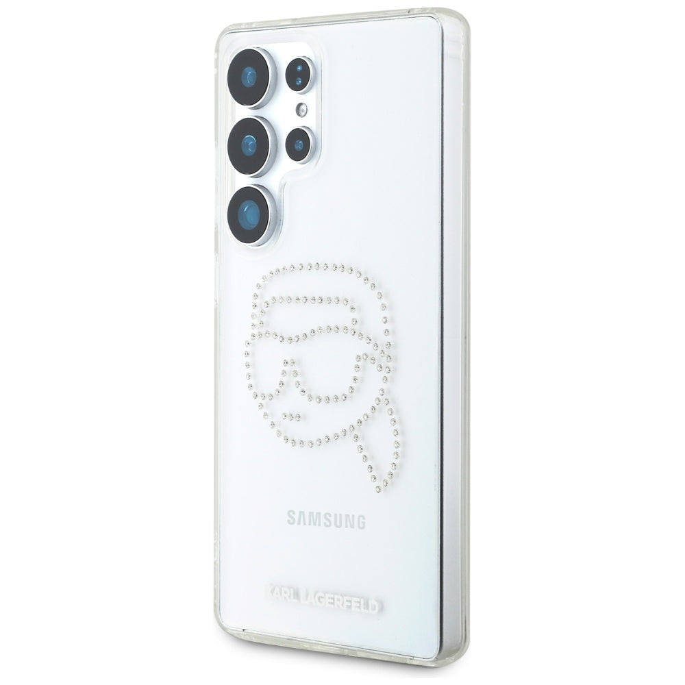 Custodia per Samsung Galaxy S25 Ultra S938, Karl Lagerfeld, IML Rhinestones Karl's Head, Trasparente