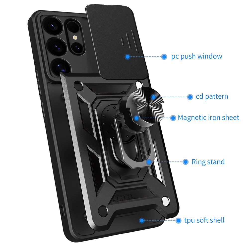 Custodia per Samsung Galaxy S25 Ultra S938, Techsuit, CamShield, Nera