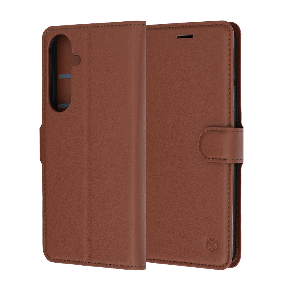Custodia per Samsung Galaxy S26 FE S741 / S25 FE, Techsuit, Leather Folio, Marrone