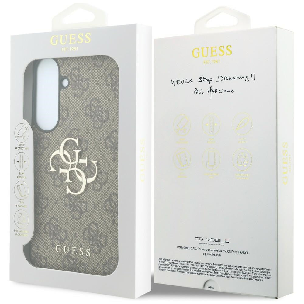 Custodia per Samsung Galaxy S26 FE S741, Guess, Logo Metallico 4G, Marrone