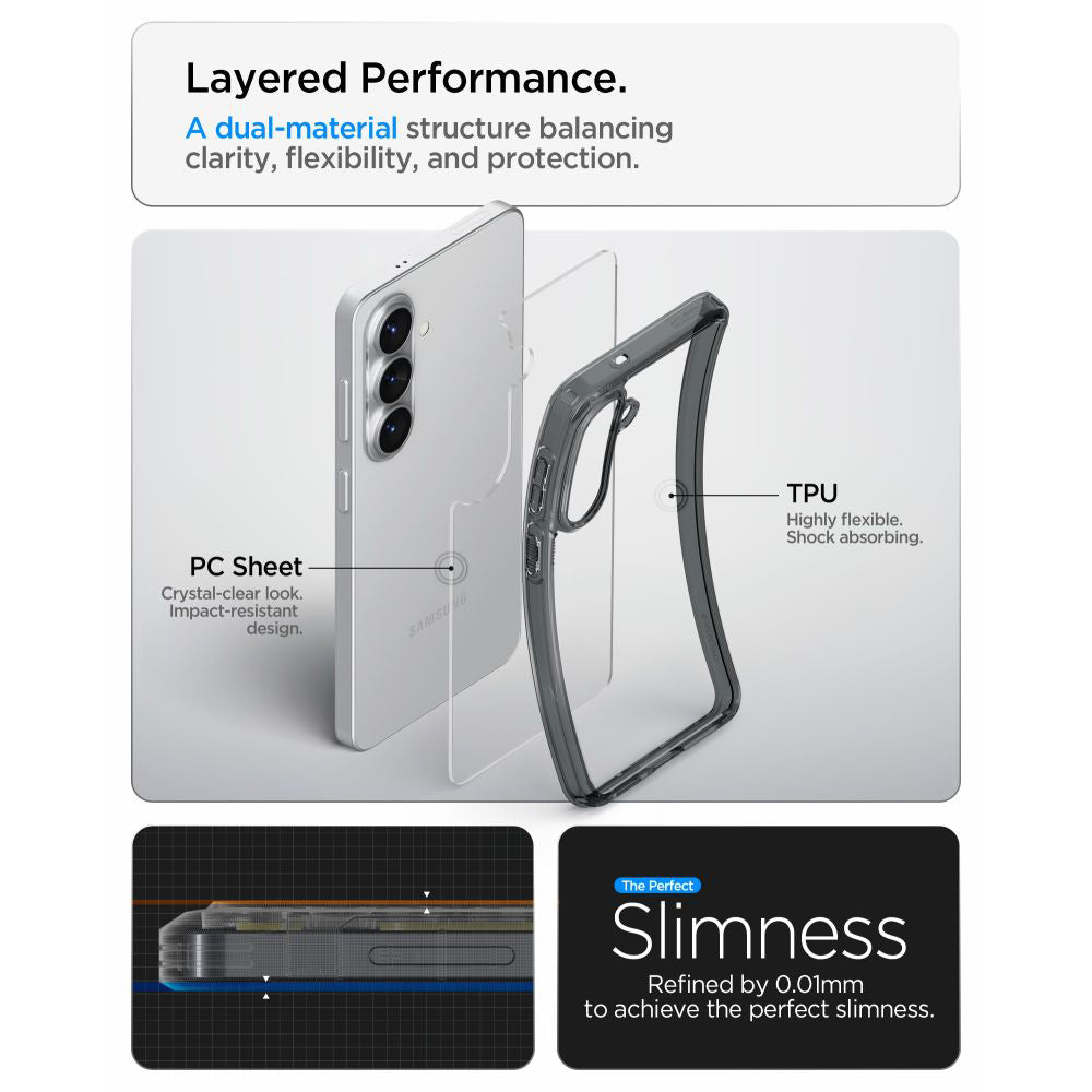 Custodia per Samsung Galaxy S26 Plus S947, Spigen, Ultra Hybrid, Fumé ACS10708