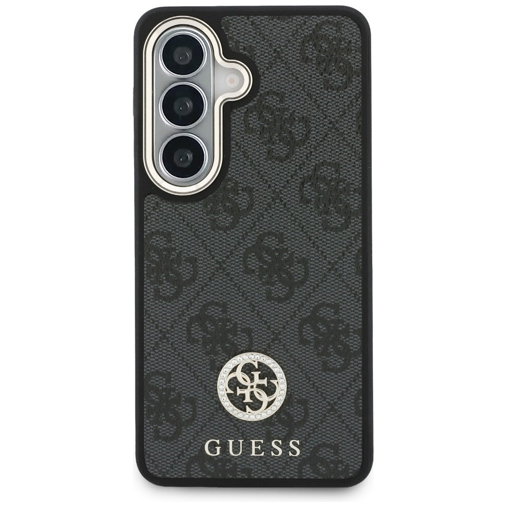 Custodia per Samsung Galaxy S26 S942, GUESS, 4G Big Rhinestone Triangle Strap, Nera