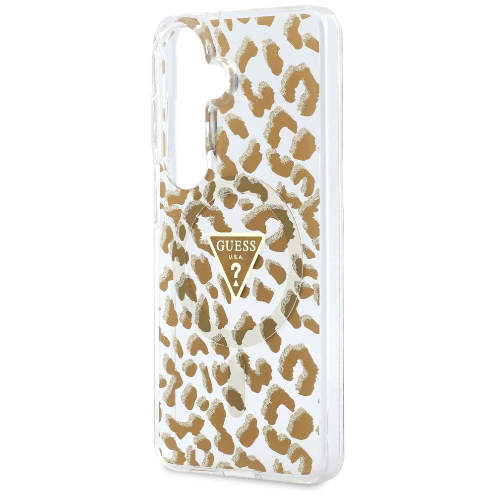 Custodia MagSafe per Samsung Galaxy S26 S942, Guess, IML Leopard Pattern, Marrone